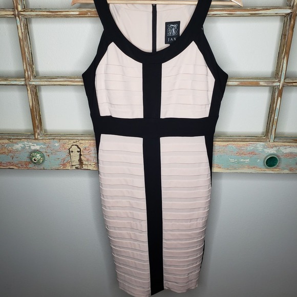 JAX Nude/black Color Block Bodycon Dress Ladies size 10 - Picture 2 of 10